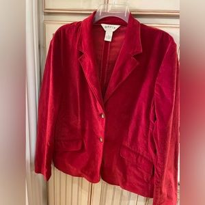 Women’s Orvis brand brushed velvet blazer with button detail, size 14.